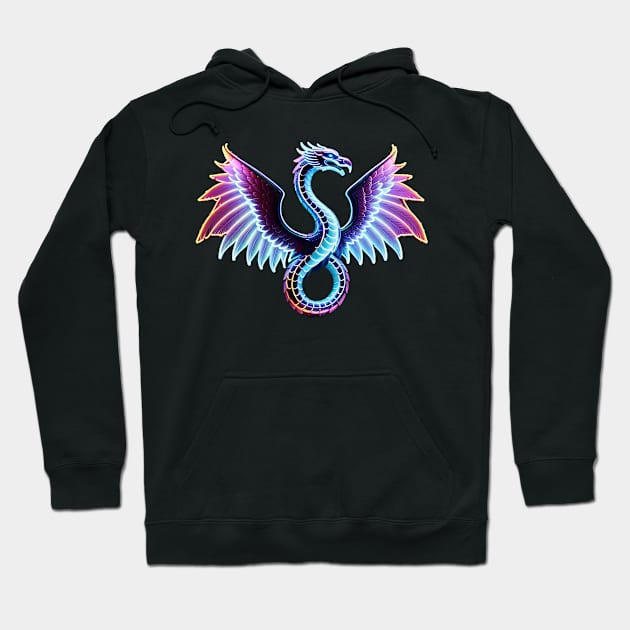 Neon Winged Serpent Hoodie by PurplePeacock